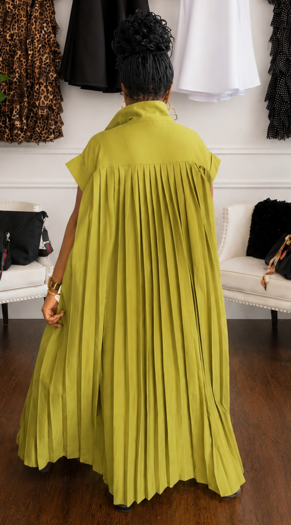 Pleated Elegance Oversized Dress