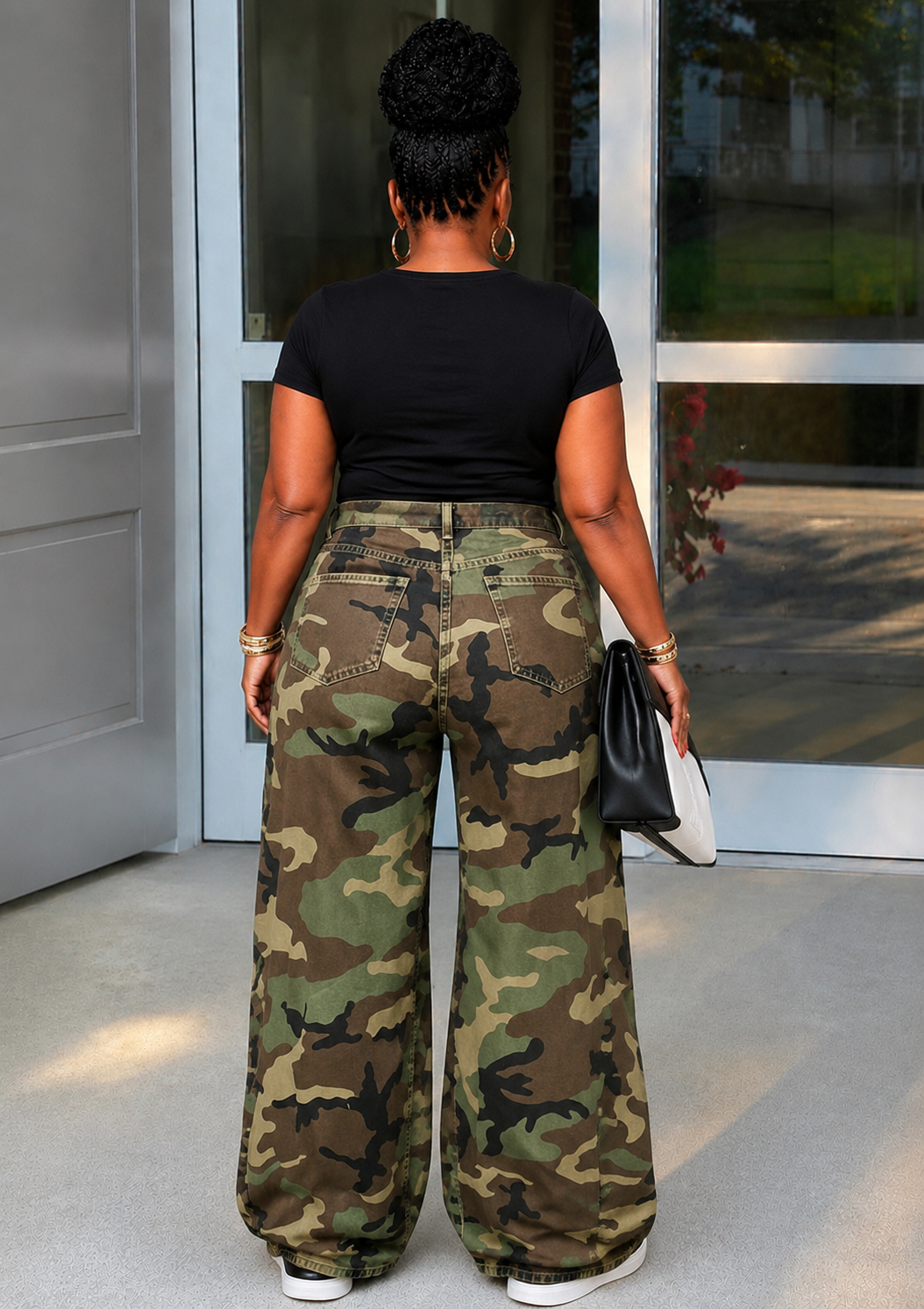 Baggy Camo Eyelet Wide Leg Pants