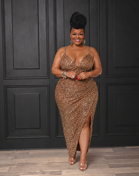 Golden glam sequence dress