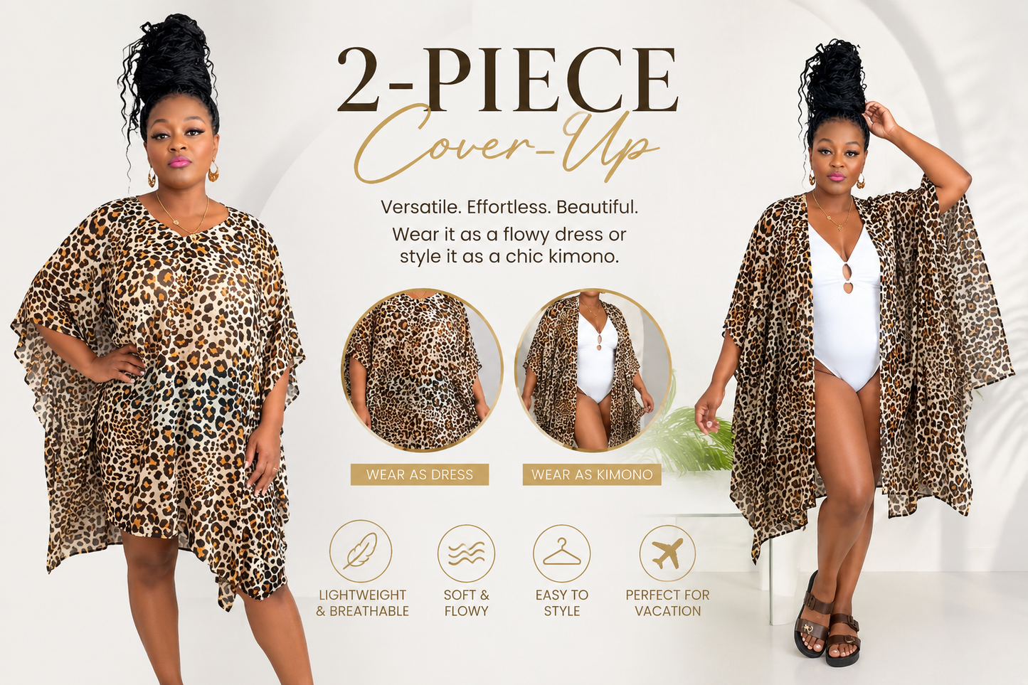 CeeCee Leopard Cover Up Set