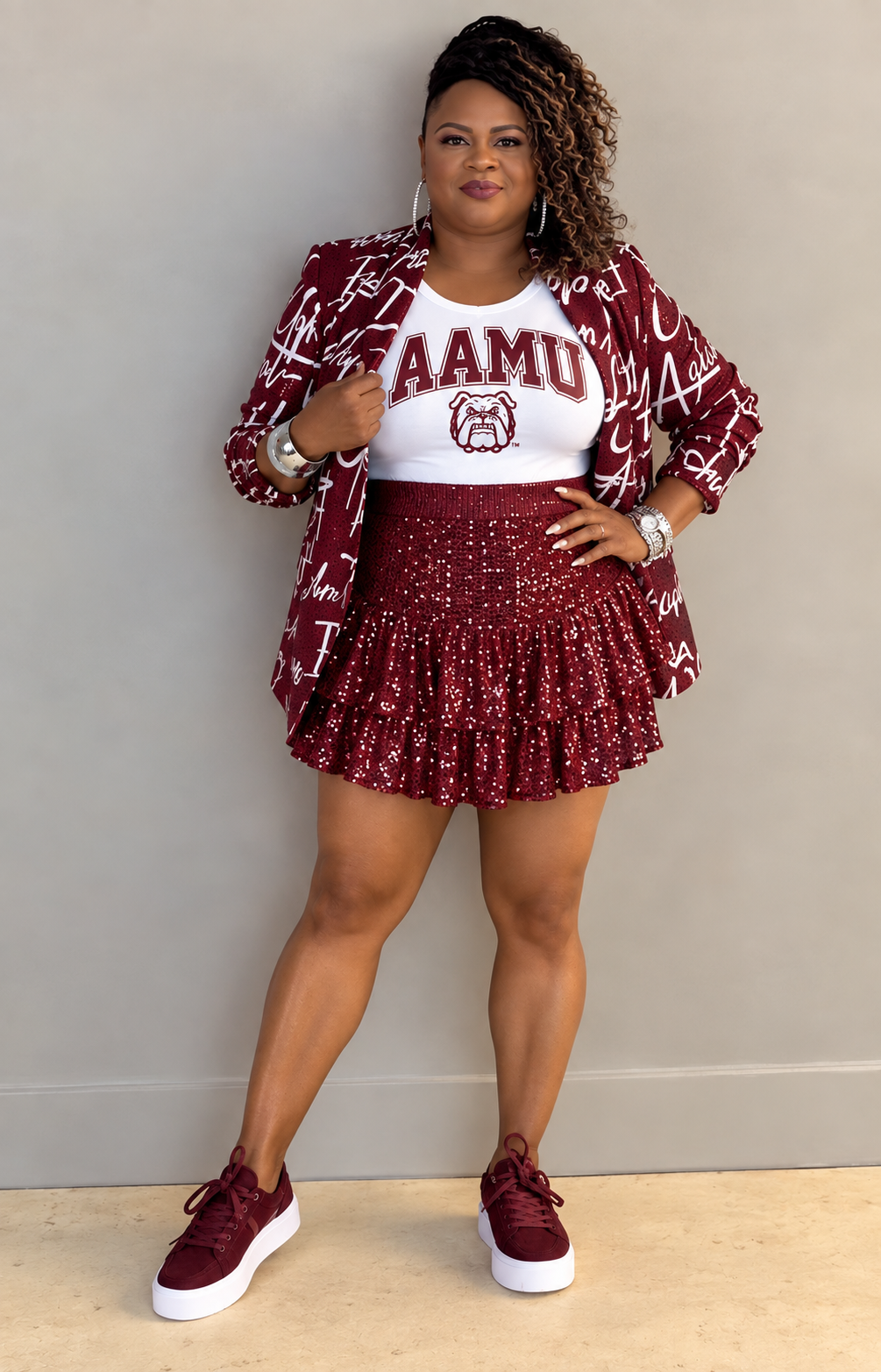The Pretty Girls Sequin Ruffle Skort