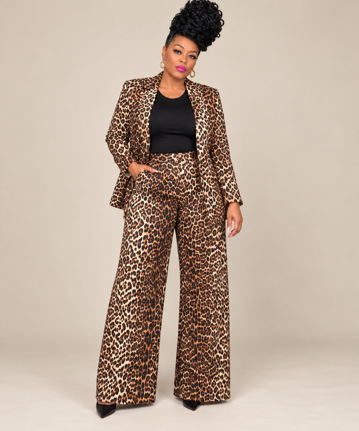 Leopard Blazer & Pants Set