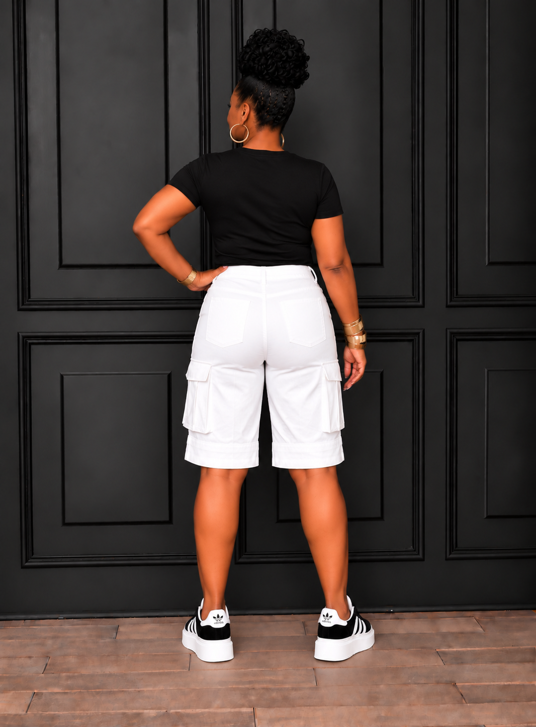 Winter White Cargo Bermuda Shorts